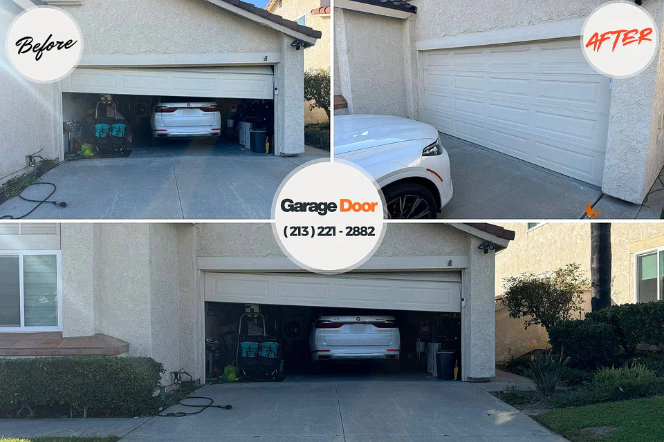 Before and after: garage door repair Aliceville, AL